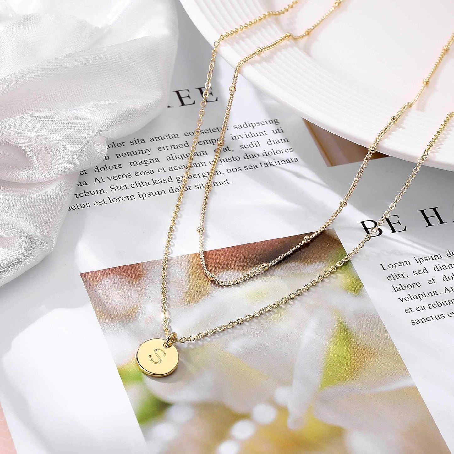 IEFWELL Stocking Stuffer for Teen Girls - Necklaces for Women Girls, 14K Gold-Plated Double Side Engraved Hammered Coin Necklaces, Layered Necklace Jewelry Pendant Gifts for Teen Girls Kids