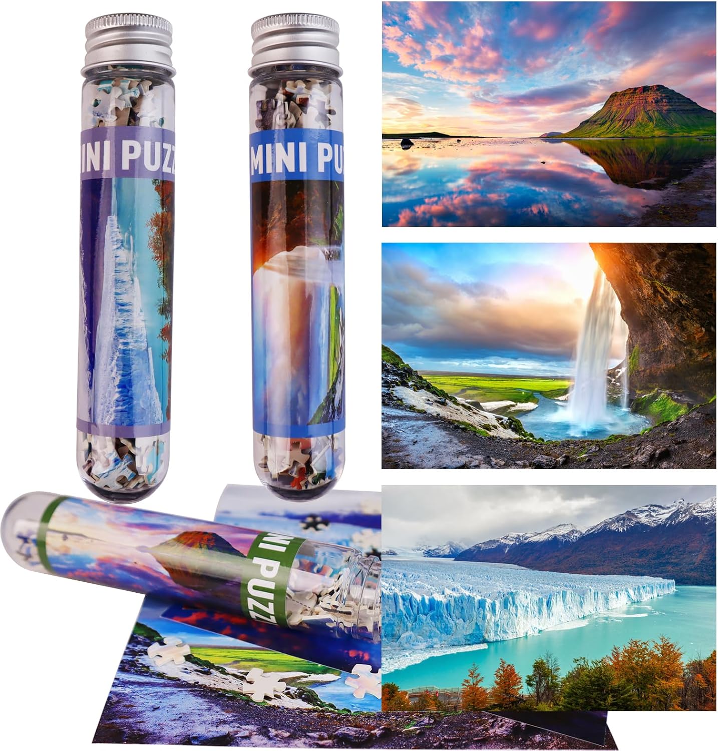 Small Jigsaw Puzzles for Adults Challenging Puzzle Small Puzzles Mini Jigsaw Puzzles for Teens 150 Pieces Micro Tiny Puzzle Waterfall Sunset Landscape Scenery Travel Puzzles 6 x 4 inch 3 Packs