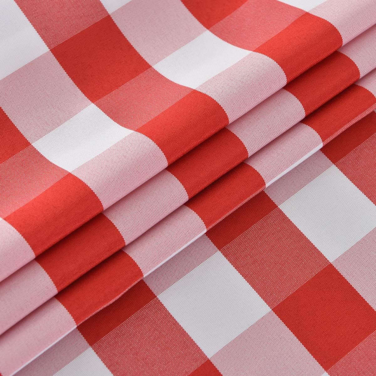 maxmill Checkered Square Tablecloth Waterproof Spillproof Wrinkle Resistant Heavy Weight Soft Gingham Table Cloth for Picnic Dinner and Party Washable Polyester Fabric, 60 x 60 Inch Red and White