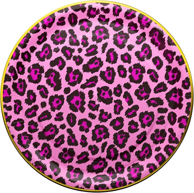 Blue Orchards Pink Leopard Party Plates and Napkins (52 pieces for 16 Guests) - Pink Leopard Party Decorations, Pink, Cheetah, Cheetah Party, Two Wild Birthday for Girls