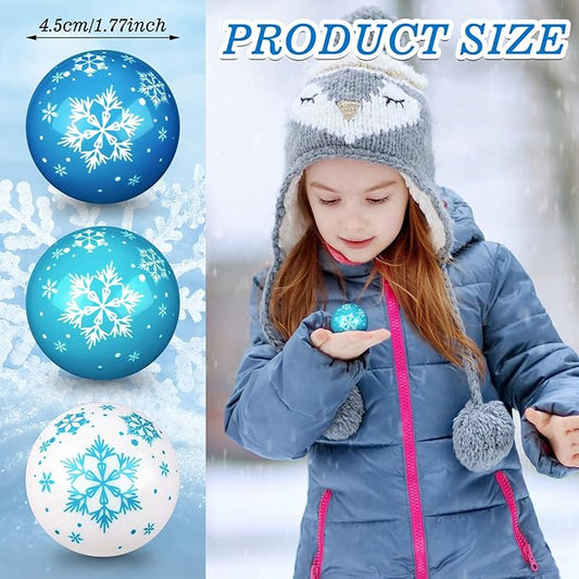 Zhanmai Winter Snowflake Stress Balls Bulk Snow Squeeze Balls Stress Relief Ball for Winter Holiday Decorations Goodie Bag Fillers(60 Pcs,1.77 Inch)