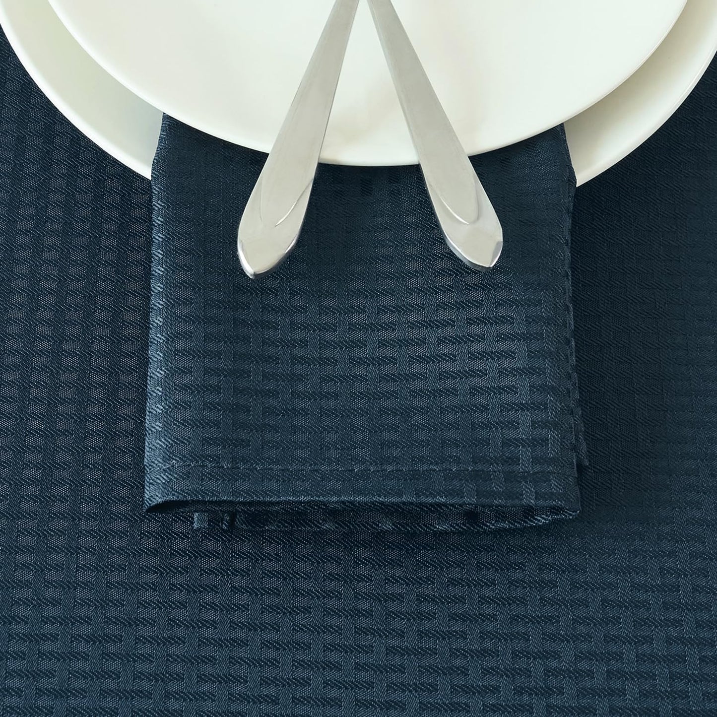 maxmill Cloth Napkins Weaved Texture Pattern Soft Comfortable and Luxury Serviette for Restaurant Family Dinners Weddings Parties and Banquets Set of 4 Pieces, 20 x 20 Inch Navy Blue