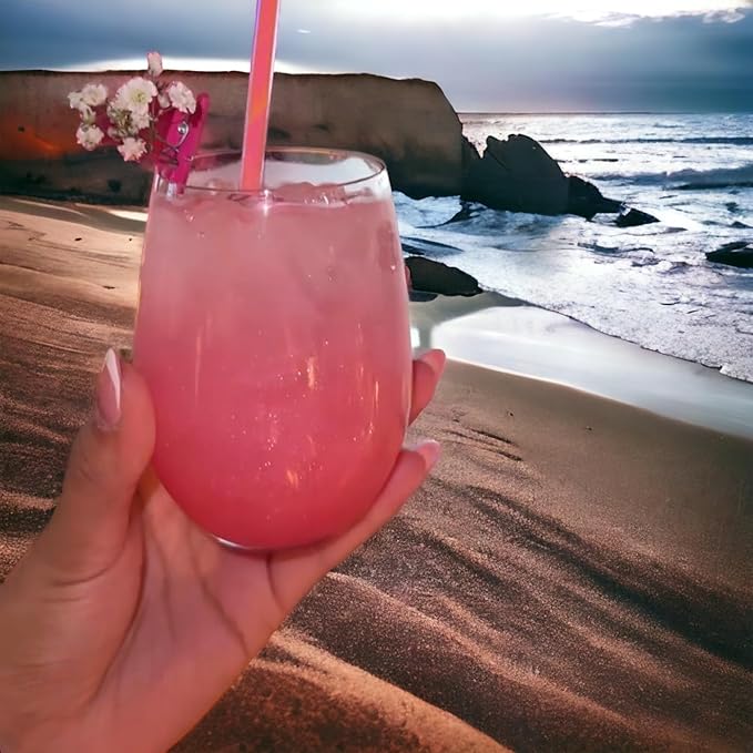 Oojami 36 Pack Pink Plastic Stemless Wine Glasses 12oz Unbreakable BPA Free Reusable Shatterproof Cocktail Cups, Disposable Drinkware for Party Wedding Birthday Bridal Shower Indoor Outdoor Events
