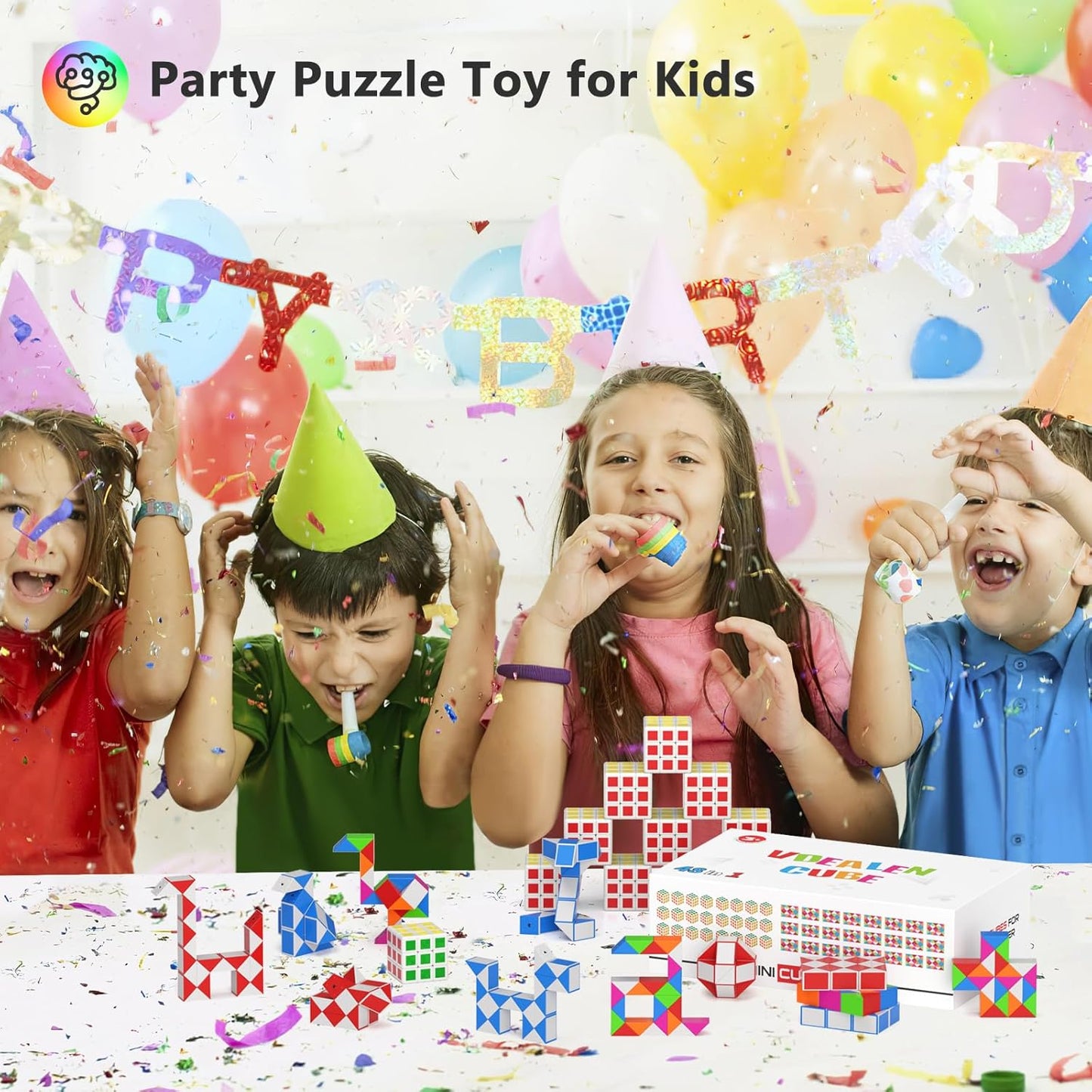 Vdealen 24 Pack Mini Cube&Fidget Snake Cube Puzzle Party Favors for Kids, School Rewards&Classroom Prize for Students, Goodie Bag Stocking Stuffers, Gift for Birthday Valentine Easter Christmas