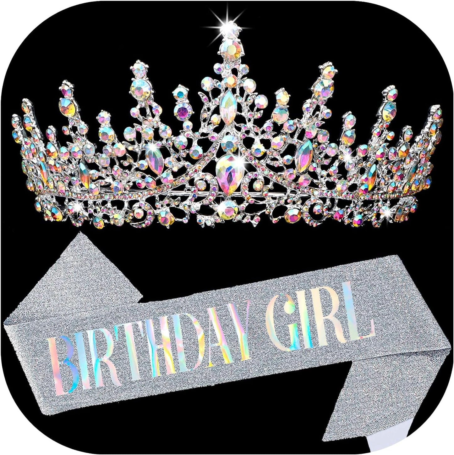 COCIDE "BIRTHDAY GIRL Birthday Sash and Crowns for Women Crystal Birthday Sashes for Women Party Decoration for Happy Birthday Gift Accessory