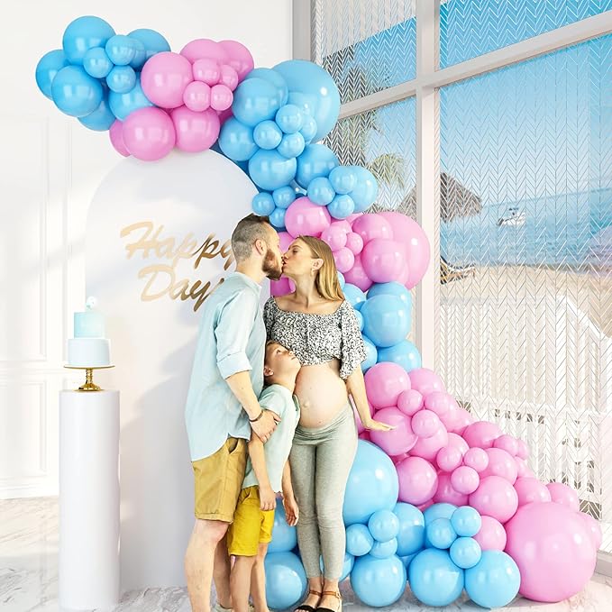 HOUSE OF PARTY Light Blue Balloons - Baby Blue Balloon Garland Kit, 5/12/18 Inch Balloon Arch Kit Blue for Graduation Party, Birthday, Baby Shower & valentine Decorations