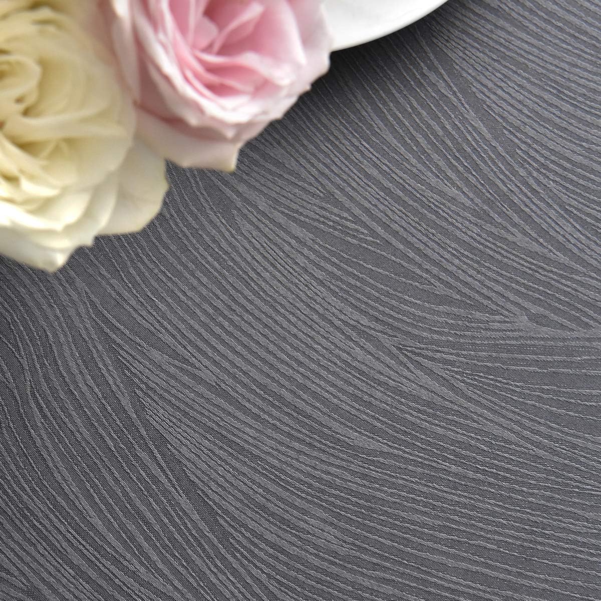 maxmill Jacquard Round Table Cloth Swirl Pattern Waterproof Antiwrinkle Heavy Weight Soft Tablecloths for Circular Table Cover and Kitchen Dinning Tabletop Decoration Round 70 Inch Charcoal