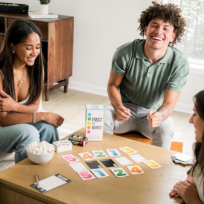 FIRST TO WORST Party Game + After Dark Expansion Set - Card Game About How Your Friends & Family Rank Things, Stocking Stuffers & Board Games Night with Polarizing Priorities