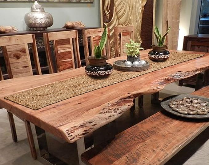 Goroly Home Reversible Jute Braided Table Runner - Farmhouse Burlap, Eco-Friendly Rustic Vintage Dining Table Runner, Table Decor, Handwoven, Natural Fiber, Sustainable - 13x72 Inch, Natural