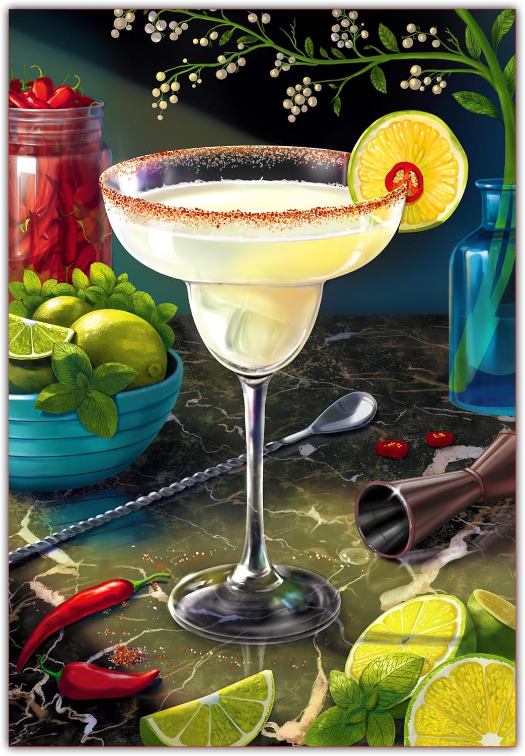 Jigsaw Puzzle 1000 Pieces - The Margarita, Brain-Boosting Fun for Adults, Families, Friends, Christmas, Game Nights, Gifts for Cocktail Lovers, Poster Included, Finished Size 27.5" x 19.5"