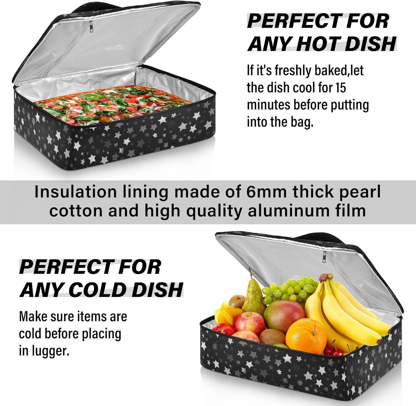 Casserole Carriers for Hot or Cold Food Reusable Casserole Dish Carrier Insulated Thermal Large Capacity Durable Perfect for Party Camping Family Gatherings Yellow Fish