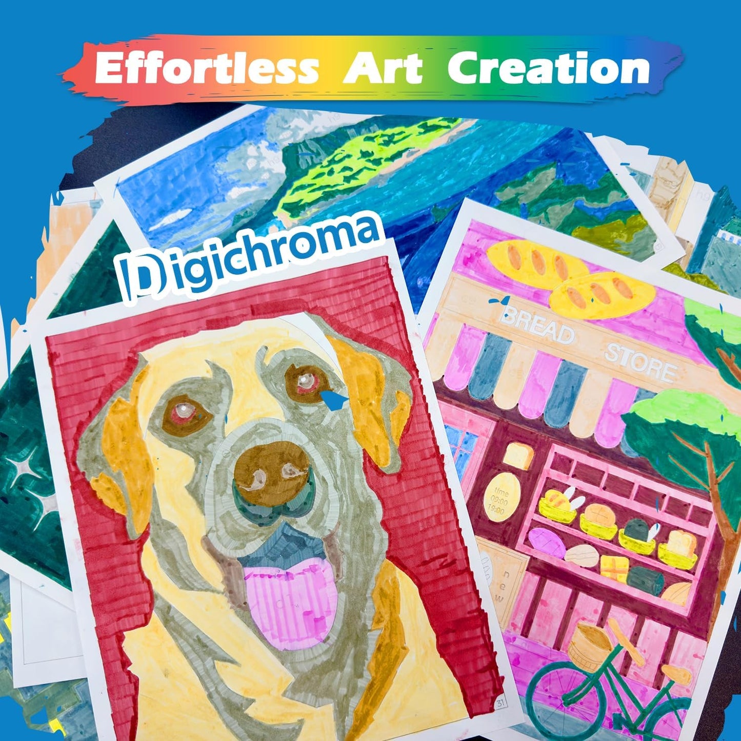 Digichroma Drawing Kit for Kids Ages 6-12 | 80 Color Markers, AI Art Tool & Heat-Erasable Coloring Sheet with Portfolio | Paint by Number Set, Art Supplies & Creative Toys | Gift for Girls Boys Teens
