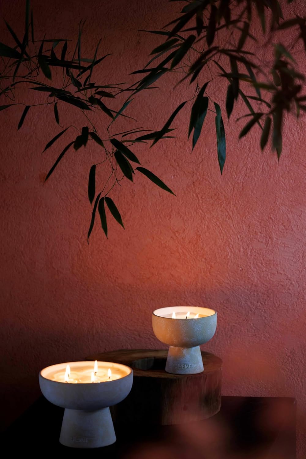 BLUEME Romance - Oakmoss & Sandalwood, Luxury Candle w/Essential Oils, 6 Wick, Hand-Poured Soy, Cotton Wick, Ceramic