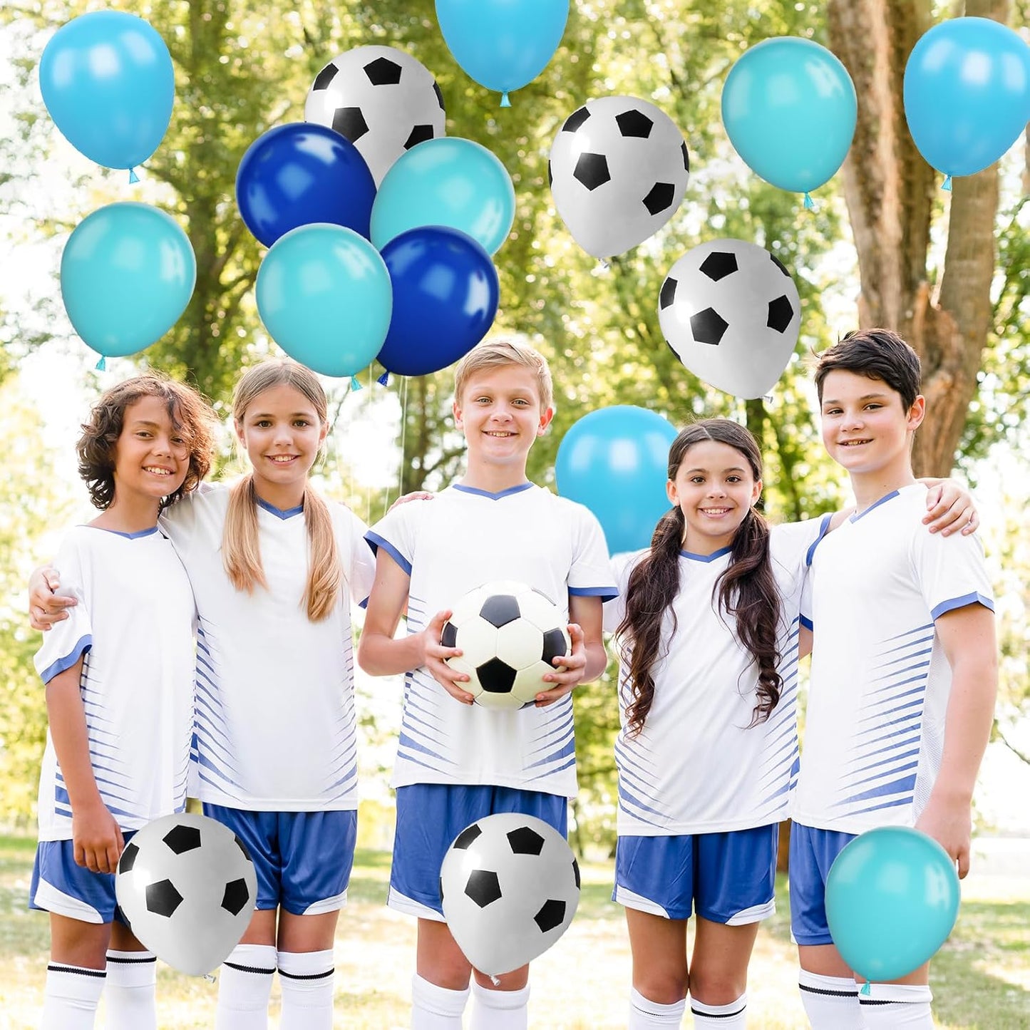 30pcs Soccer Balloon Blue,Soccer Print Balloon Set,Football Party Birthday Decorations,12 Inch Football Latex Balloons for Boys Kids Soccer Sport Theme Party Decorations
