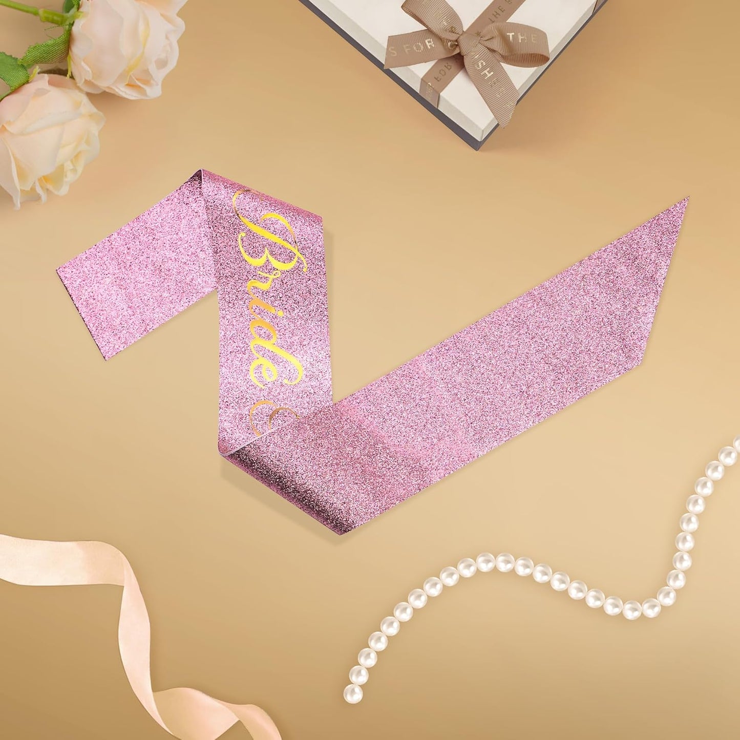 Bride to Be Sash with Gold Foil Letters Bridal Shower Hen Night Bachelorette Party Accessories