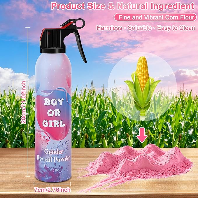 4 Pack Gender Reveal Smoke Bombs, Powder Spray Pink Color Blasters for Baby Girl Reveal Party Baby Shower Decorations Outdoor Reveal Cannon, Long Lasting 14s Thick Smoke for Photos & Videos