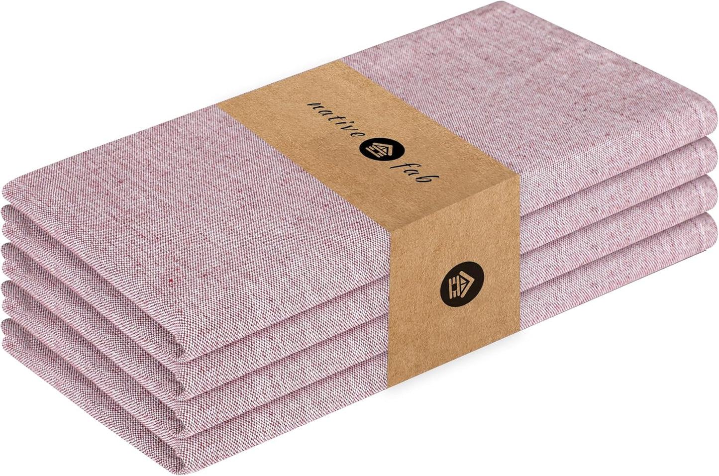 Native Fab Solid Cloth Napkin Set of 4, 100% Chambray Cotton, Washable, Reusable Dinner Cloth Napkin 17x17 inches, Table Decor Napkins for Dinner, Events, Burgundy