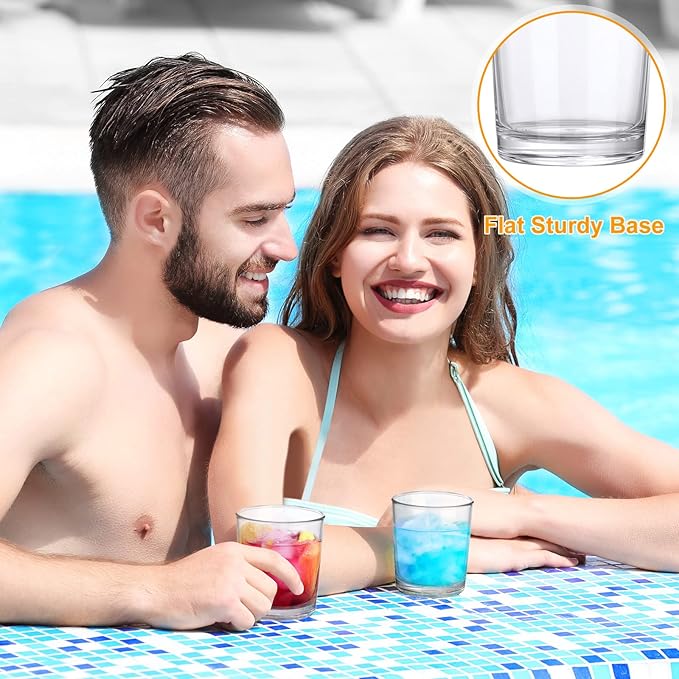 Gerrii 24 Pcs Clear Plastic Tumblers Drinking Cups Reusable Unbreakable Juice Acrylic Glasses Dishwasher Safe Plastic Glasses for Adults Picnic Party Kitchen (8 oz,Classic)