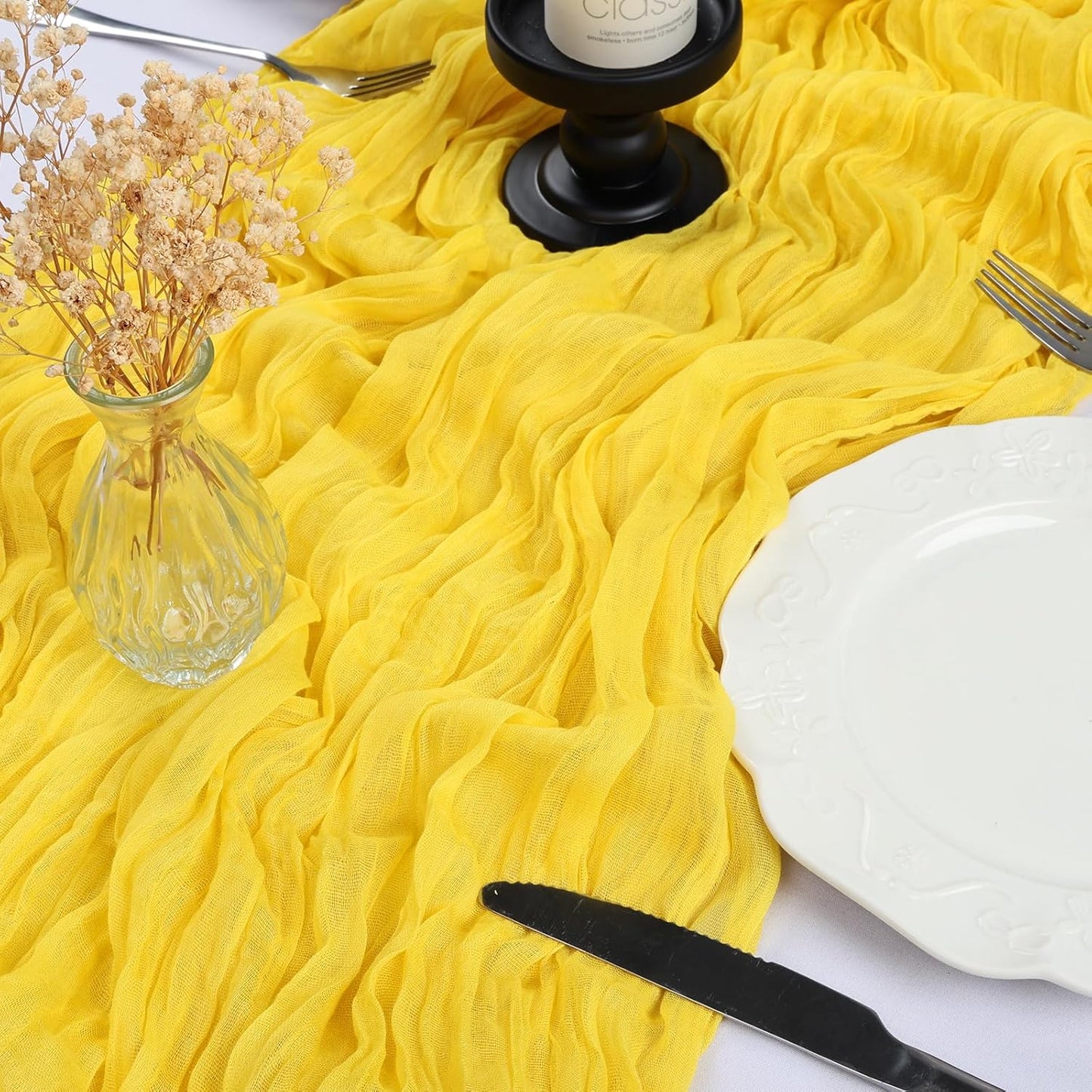 6 Pack 10FT Lemon Yellow Cheesecloth Table Runner 35x120 Inch Gauze Rustic Boho Table Runner Cheese Cloth for Wedding Decor Birthday Party Bridal Baby Shower Table Centerpiece Decoration
