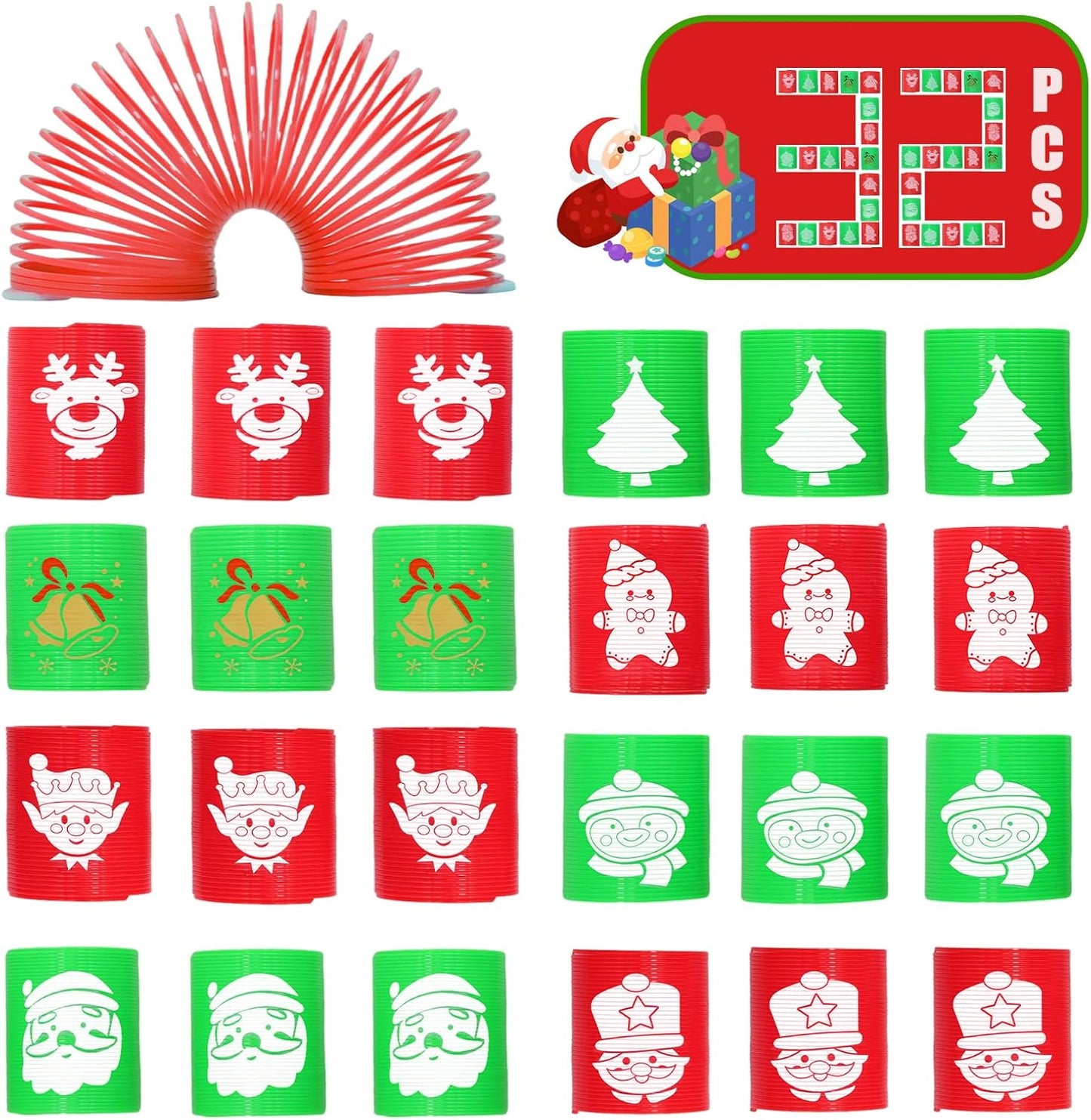 Cocurb 32 Pcs Chrstmas Mini Spring Party Favors for Kids 4 to 8 Fun Goodie Bag Stuffers for All, Christmas Day, Classroom Prizes, and Small Toys Presents,Stress Relief Bulk Fidget Toys