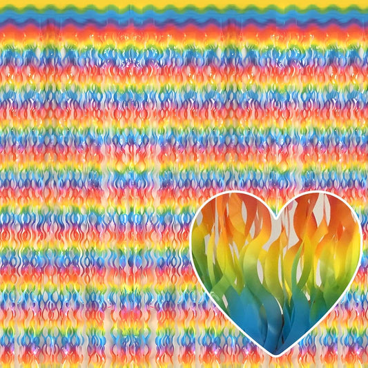 4 Pack Dark Rainbow Fringe Curtain Backdrop 3.2Ft x 8.2Ft Metallic Tinsel Foil Fringe Streamers Background for Photo Booth Mother's Day, Easter, Carnival, Birthday, Wedding Party Decoration