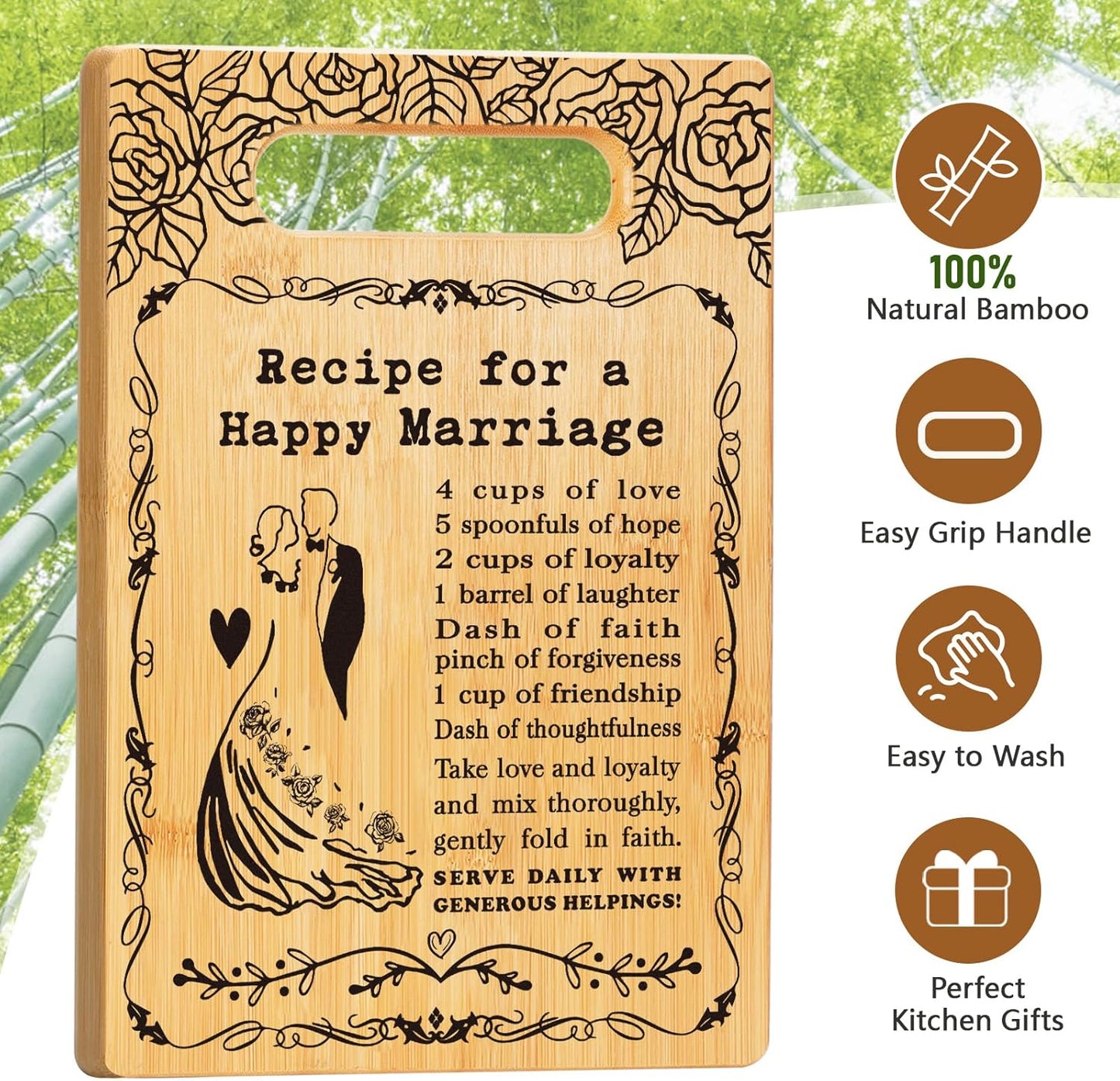 Wedding Gift for Couples 2025, Cutting Board Set Bridal Shower Gift for Bride Groom, Happy Marriage Wedding Gifts for Newlywed Wedding Shower Gift for Couple, Gift for Bride to Be Engagement Marriage