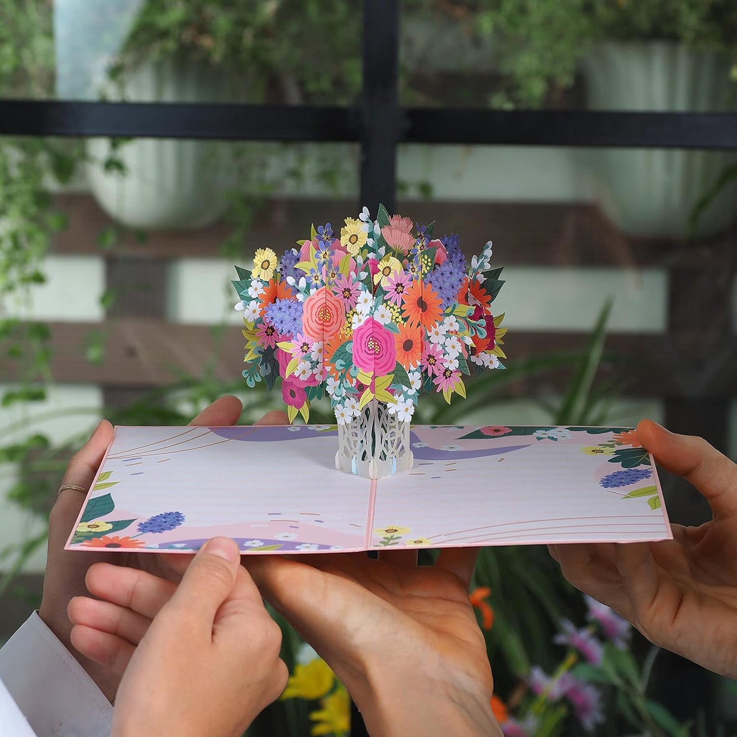 Paper Love 3D Floral Arrangement Pop Up Card, Gift for Birthday, Wedding, Anniversary, Thank You, Get Well, All Occasion or Just Because - 5" x 7" Cover - Includes Envelope and Note Tag