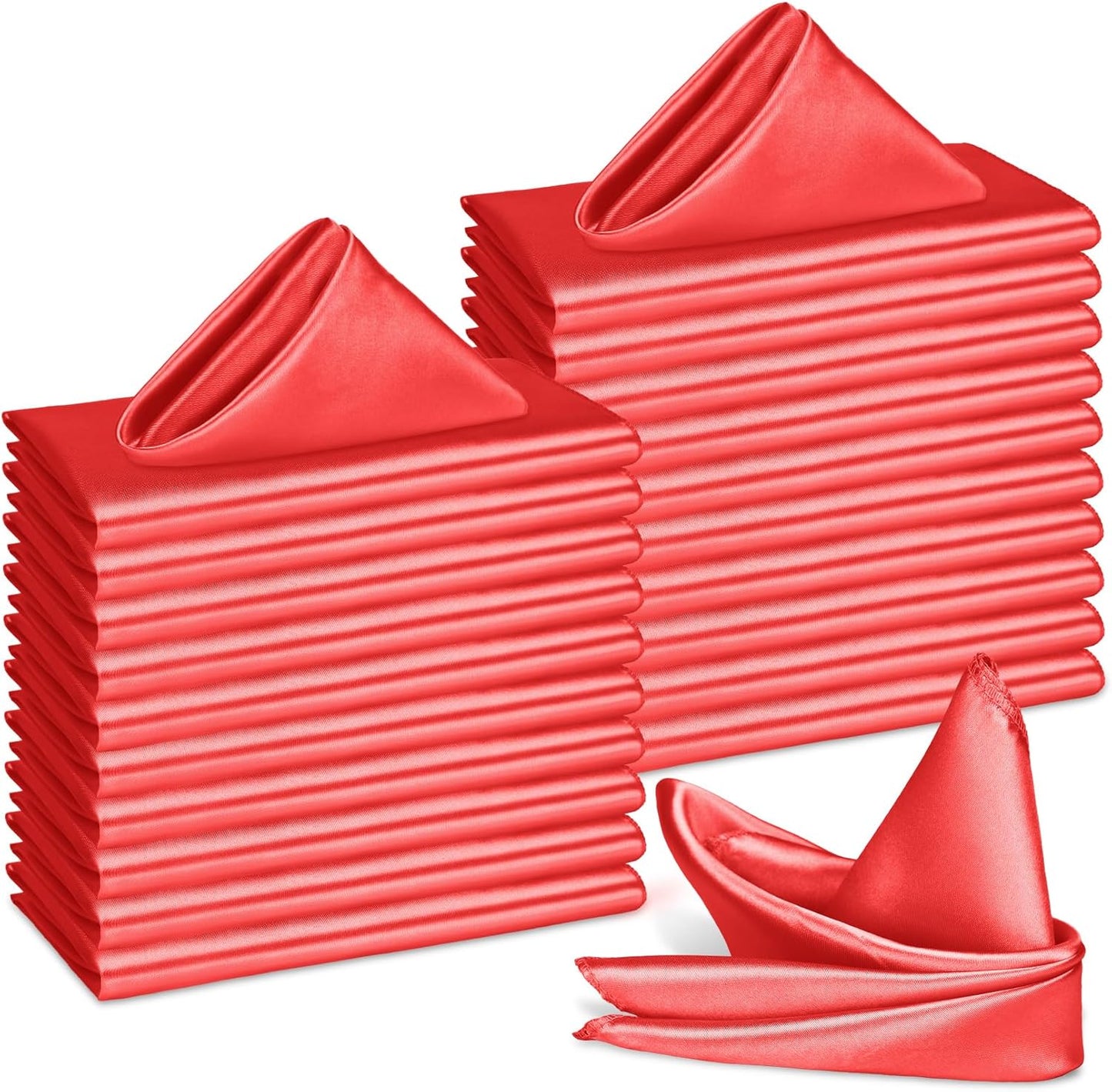 Bailarina 120 Pack Red Satin Napkins,17x17 Inches Wedding Napkins Square Soft Silky Table Napkins Bulk Decorative Elegant Cloth Napkin for Party Decoration, Banquet,Wedding,Graduation