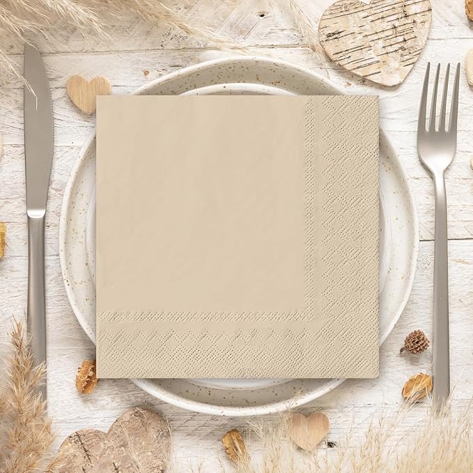 Whaline 150Pcs Earth Tone Paper Napkins 3 Colors Dinner Napkins Gradient Disposable Luncheon Napkins for Party Celebration Gathering Supplies Table Decor