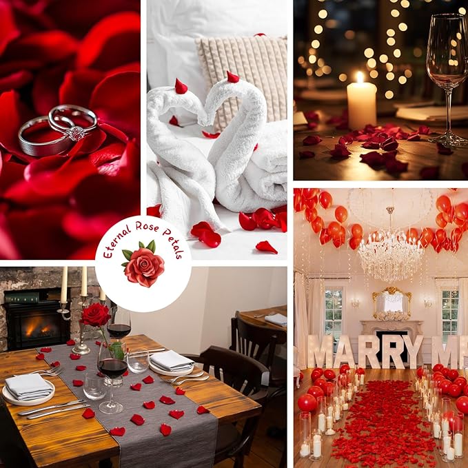 Eslibin 340 PCS Real Red Rose Petals, 3.17oz Dried Flower Confetti Petals for Wedding Flower Girl to Throw at Wedding Party, Romantic Night Bridal Shower Valentine's Day Decor