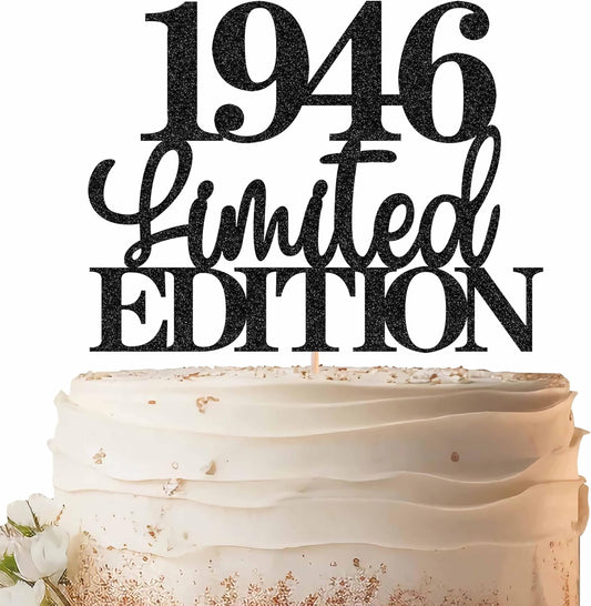 Limited EDITION 1946 Cake Topper - Black Glitter Happy 79th Birthday Party Cake Decoration Supplies, Cheer to 79 Years Cake Bunting Decor for 79th Birthday Party Photo Booth Props