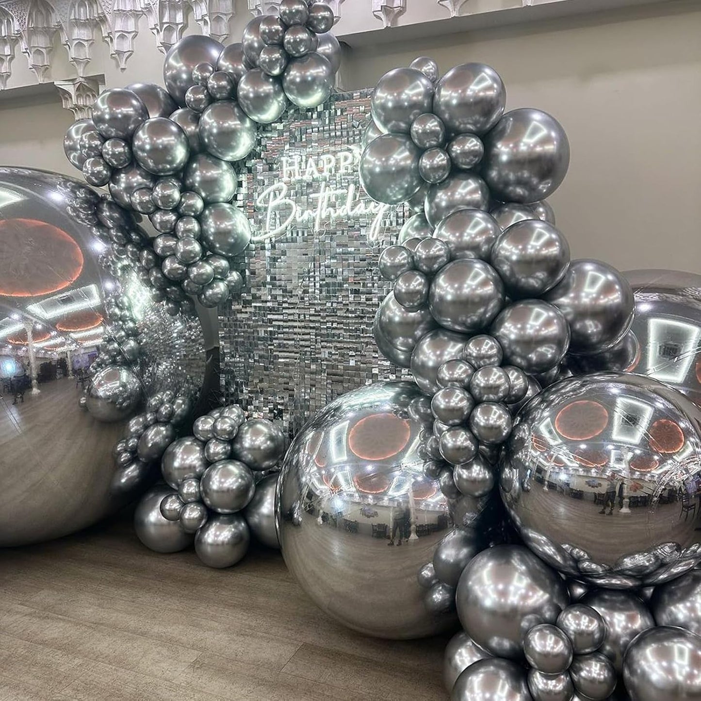 Metallic Silver Balloons, 12 Inch Silver Balloons 30Pcs Chrome Silver Metallic Balloon Silver Shiny Silver Latex Balloons for Birthday Graduation Anniversary New Year Wedding Party Decorations