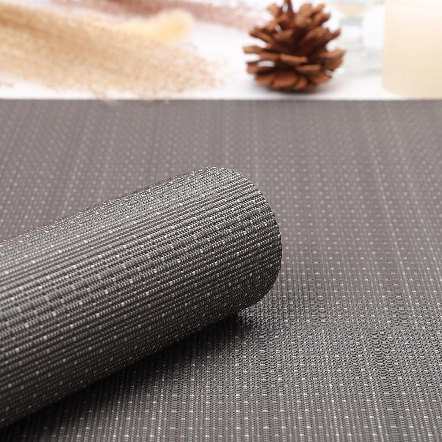 Myir JUN Table Runner, Vinyl Table Runner Indoor 55 Inch Long Arbitrarily Cropped Runner for Table Heatproof for Home Party (Dark Gray, 15 x 55 inch)