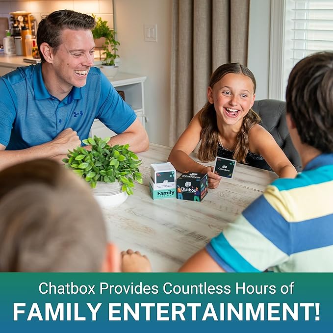 Chatbox 200 Conversation Starter Cards - Family Games for Kids and Adults - Fun Travel Games - Party Card Game - Conversation Cards - Couples Card Game for Game Night