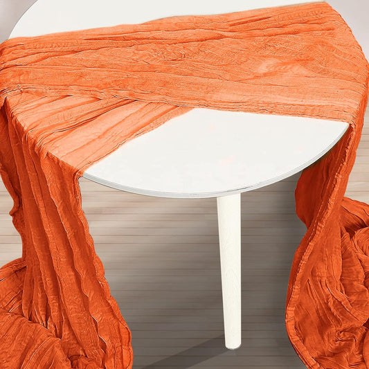 6 Pack Orange Cheesecloth Table Runner 35x120 Inch 10Ft Rustic Gauze Cheese Cloth Table Runner Sheer Cheesecloth Table Runners for Wedding Party Bridal Shower Decoration