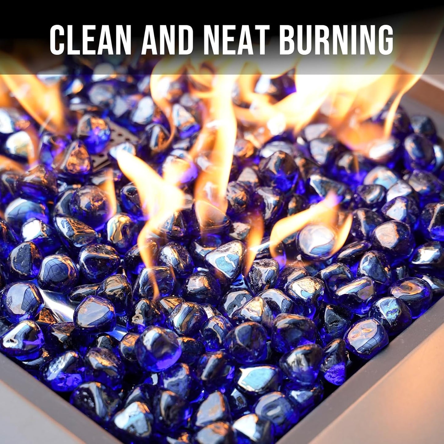 Skyflame 10-Pound Fire Glass Diamonds for Fire Pit Fireplace Landscaping, 1/2 Inch Reflective Glass Fire-Diamonds, Cobalt Blue