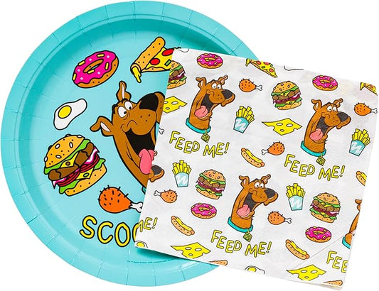 Silver Buffalo Scooby Doo Scooby Snacks 32 Pack Partyware Disposable Paper Plates and Napkins