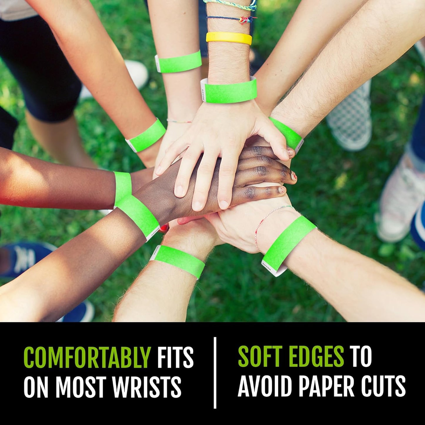 1,200 WristCo Neon Green Tyvek Wristbands for Events - Tamper-Proof Design & Fluorescent Color Prevent Reuse Premium-Grade Bracelets for Hospital & Medical ID, Party & VIP Identification