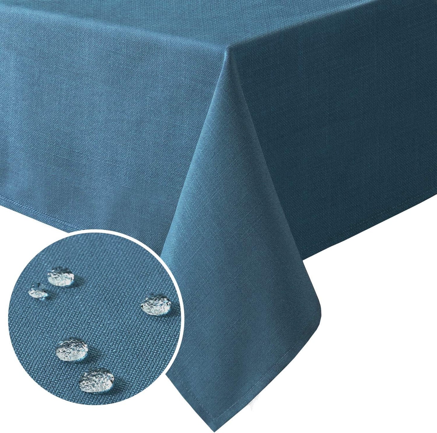 H.VERSAILTEX Linen Textured Table Cloths 60 x 84 Inch Premium Solid Tablecloth Spill-Proof Waterproof Table Cover for Dining Buffet Feature Extra Soft and Thick Fabric Wrinkle Free, Ink Blue