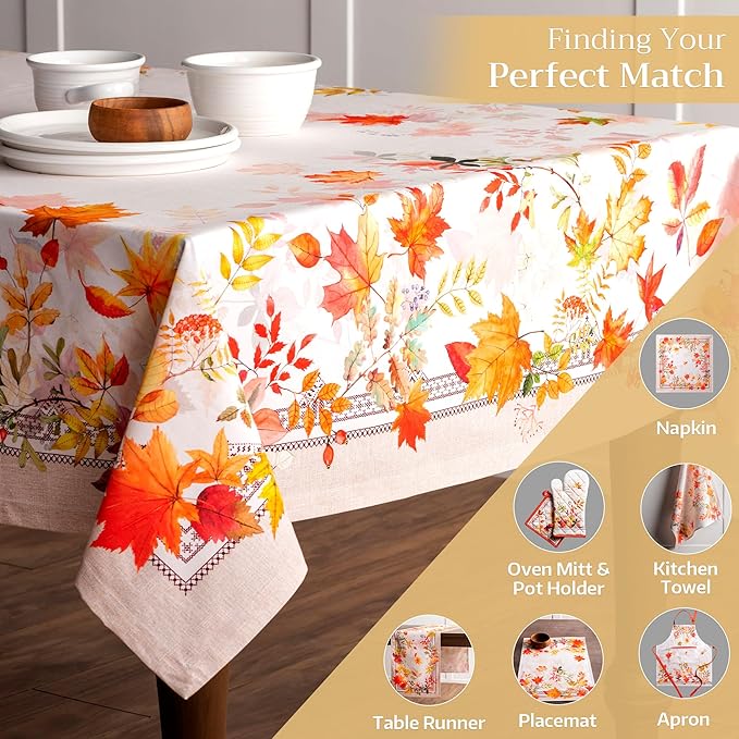 Maison d' Hermine Table Cloth Rectangle Table 100% Cotton 70 x 120 Inches Fall Tablecloth Reusable Everyday Use for Thanksgiving Christmas Decorations Dining Farmhouse Party (Amarante)