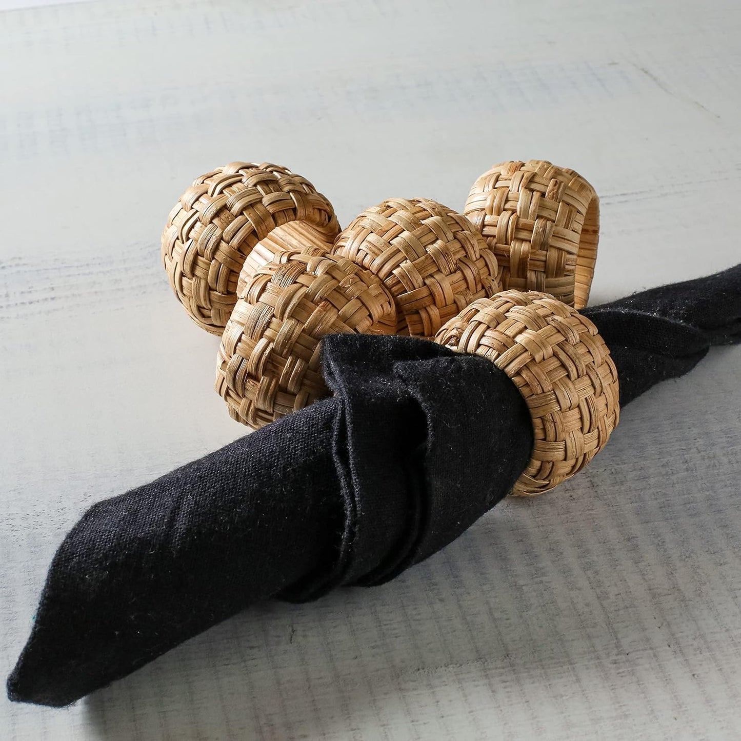 Lightnpro Natural Rattan Decorative Napkin Rings Set of 12, Serviette Napkin Rings Bulk for Party Decoration, Table Top Décor for Dinning Table, Everyday, Christmas, Easter Family Gatherings