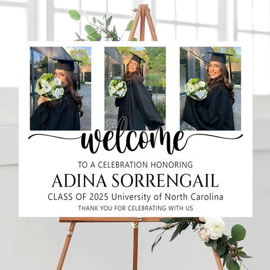 Personalized Graduation Party Welcome Sign With Photo, Graduation Decorations Senior 2025 Yard Sign, Custom Graduation Yard Signs Class of 2025, High School, College Sign For Graduation Party
