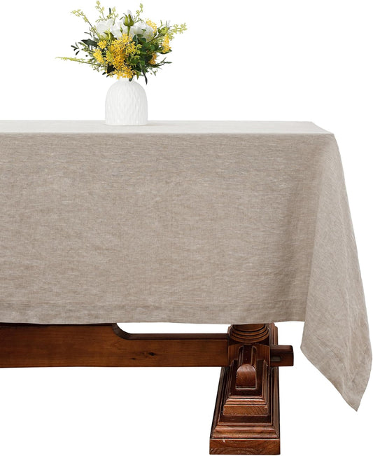 Linen World Linen Tablecloth,100% French Linen Natural Tablecloth 90" x 90" Inch,Washable Square Tablecloth for Dining,Outdoor,Weddings and Restaurants,Decorative Thanksgiving Christmas