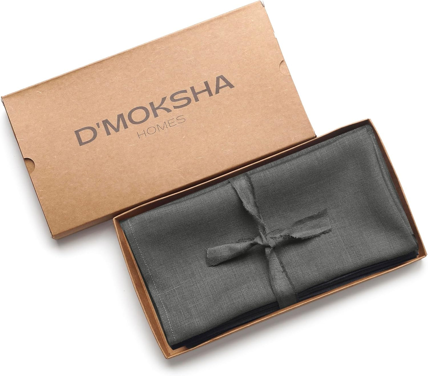 D'Moksha Homes Charcoal Grey Linen Napkins 18 x 18 Inch - 100% Pure Linen Cloth Washable Dinner Napkins Set of 4 for Fall, Autumn and Halloween