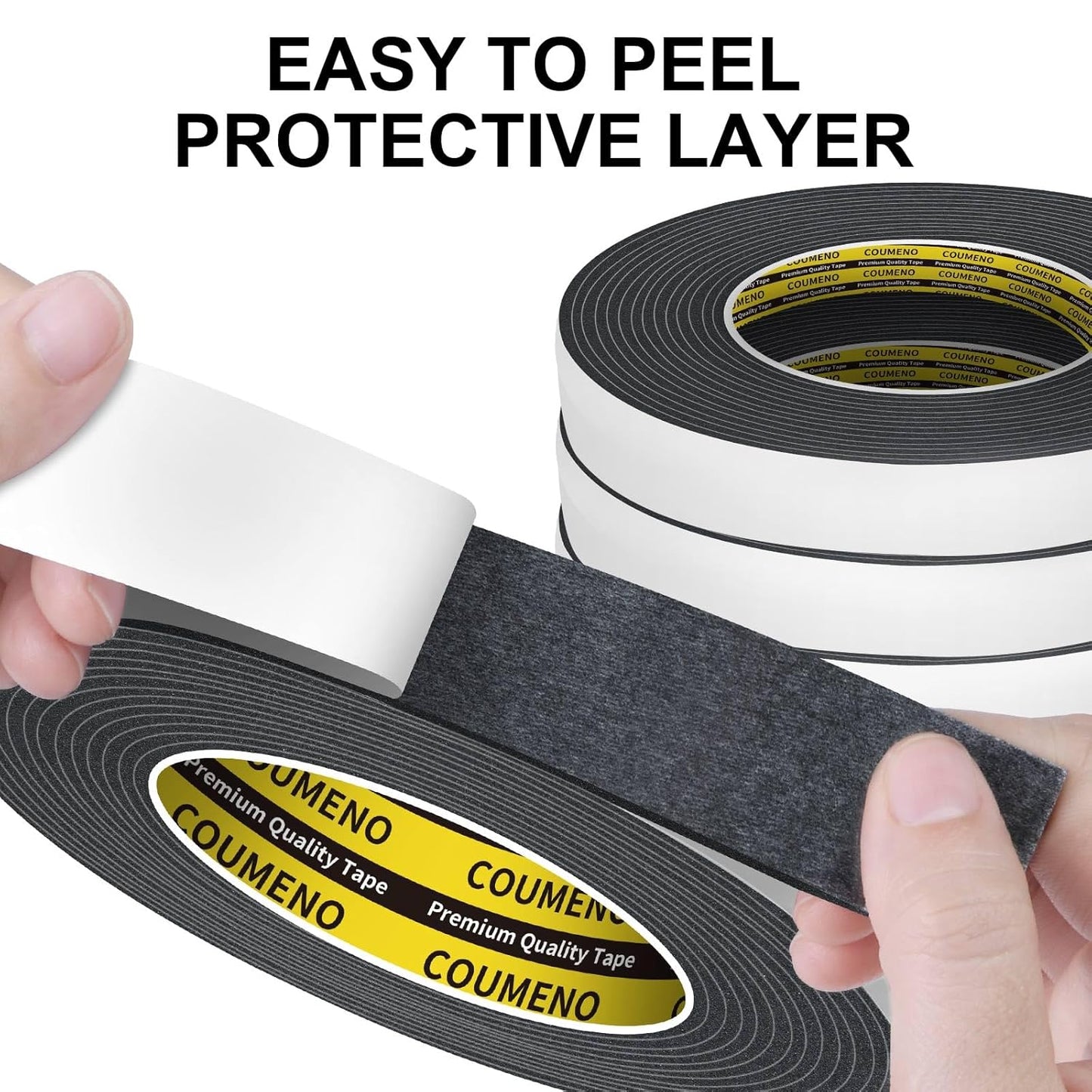 3Pack 0.98inX16.4FT Double Sided Foam Strip, EVA Foam Tape, Double Sided Sponge Adhesive Mounting Tape for Home Office Decor Black
