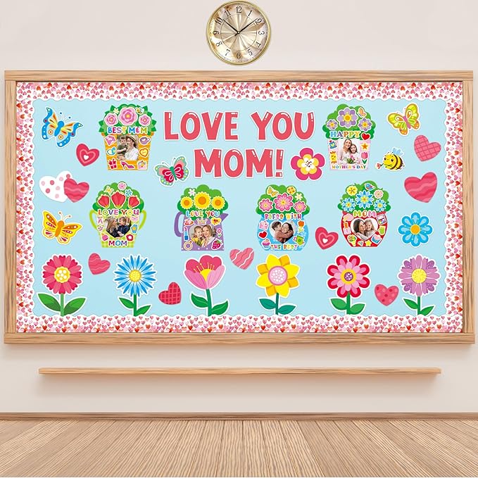 TENDFINE 30 Pack Happy Mother's Day Photo Frame Craft Kits for Kids Love Mom Picture Frame Craft Kits Classroom Home Decoration Mother's Day Gift Party Activity