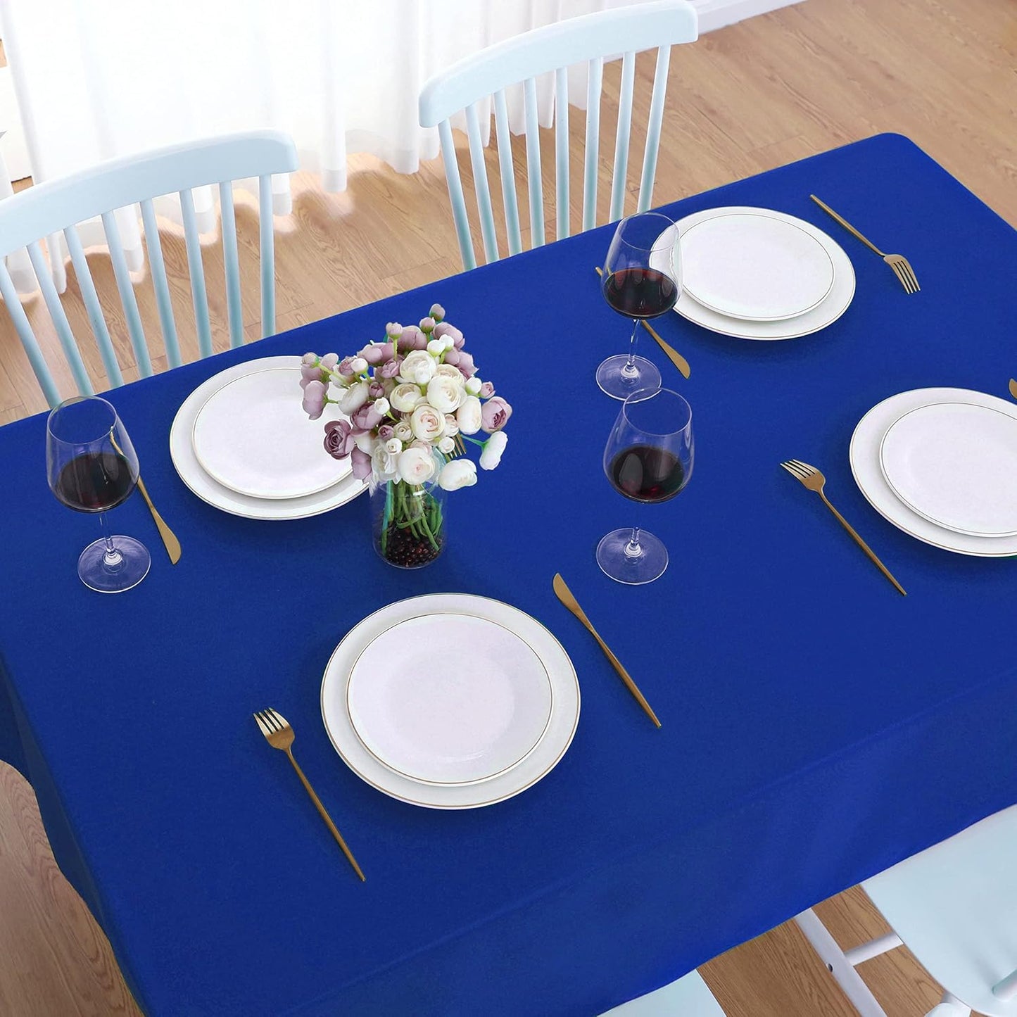 FOLINS&HOME Royal Blue Rectangle Tablecloth 60 x 120 Wrinkle Free Waterproof Polyester Table Cloths, Spillproof Heavy Duty and Washable Table Cover for Party Banquet Indoor Outdoor-Oblong/Rectangular