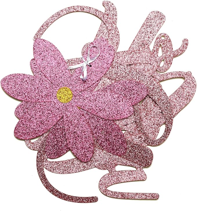 Happy Mother's Day Banner Set Decoration for Mother's Day Party Decorations Backdrop Garland for Mom Glitter Garland Photo Props Rose Gold Pink Flower