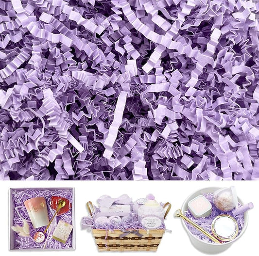 Tisspoms Light Purple Crinkle Cut Paper Shred Filler, 2 LB Basket Filler Shredded Paper, Confetti Stuffing for Basket Filling, Halloween, Thanksgiving, Christmas Gift Wrapping, Stuffer Party Supplies