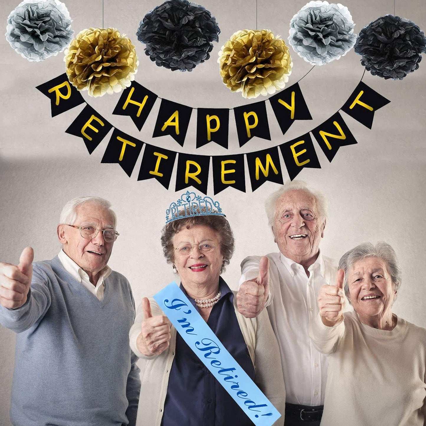 JETKONG Retirement Party Decorations Retired Tiara/Crown, Retired Sash for Women Retirement Gifts, Retirement Party Supplies, Gifts, Favors (Light Blue)